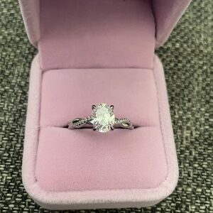 14K Gold Moissanite Rings 14K White Gold Twisted Ring 2.0ct Oval Cut Moissanite